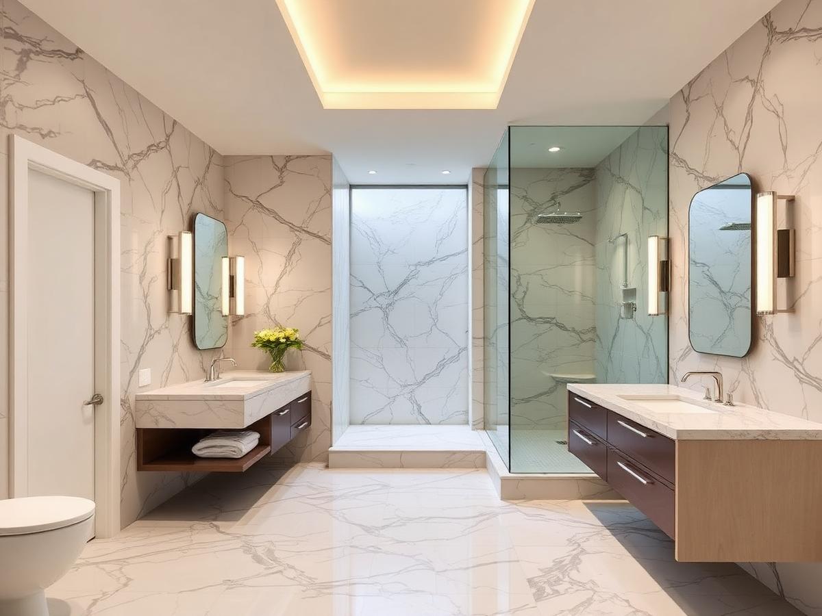 Marble Primary Bath · Pasadena